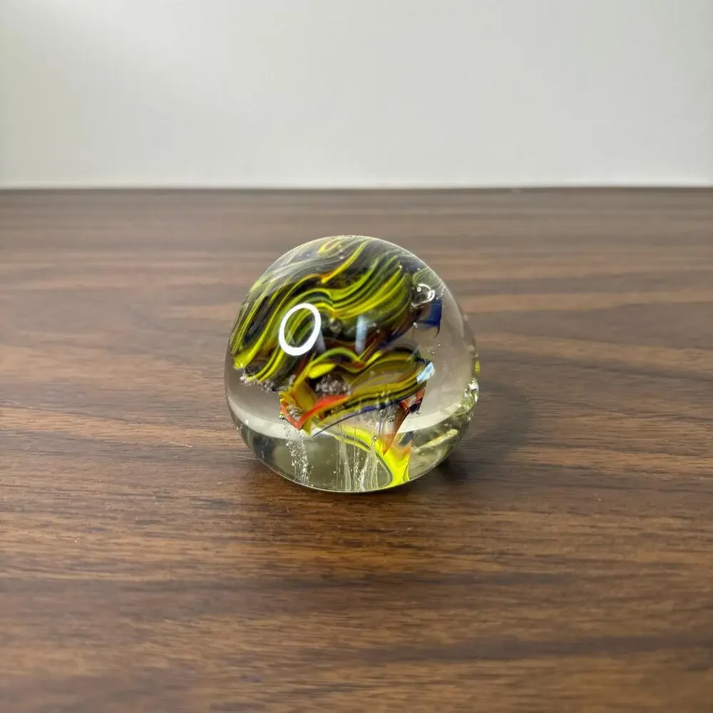 Vintage Swirl Design Art Glass Paperweight